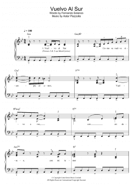page one of Vuelvo Al Sur (Easy Piano)