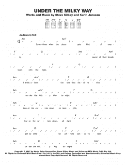 page one of Under The Milky Way (Ukulele Chords/Lyrics)