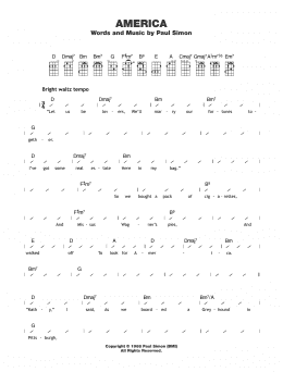 page one of America (Ukulele Chords/Lyrics)