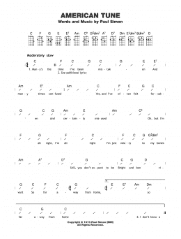 page one of American Tune (Ukulele Chords/Lyrics)