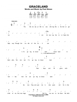 page one of Graceland (Ukulele Chords/Lyrics)