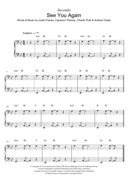 page one of See You Again (featuring Charlie Puth) (Piano Duet)