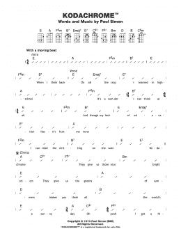 page one of KodachromeTM (Ukulele Chords/Lyrics)