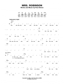 page one of Mrs. Robinson (Ukulele Chords/Lyrics)