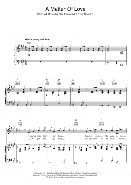 page one of A Matter Of Love (Piano, Vocal & Guitar Chords)