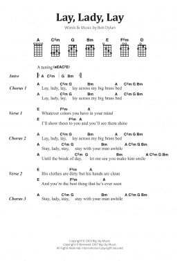 page one of Lay, Lady, Lay (Piano, Vocal & Guitar Chords)