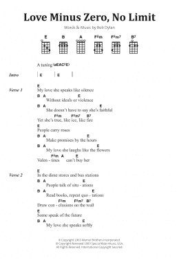 page one of Love Minus Zero/No Limit (Piano, Vocal & Guitar Chords)