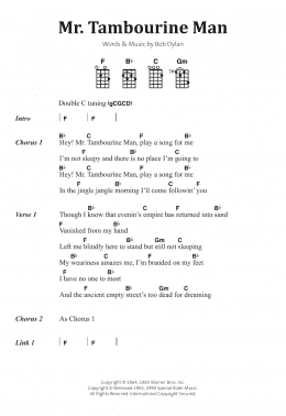 page one of Mr. Tambourine Man (Ukulele Chords/Lyrics)