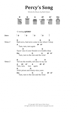 page one of Percy's Song (Piano, Vocal & Guitar Chords)