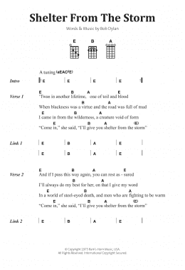 page one of Shelter From The Storm (Piano, Vocal & Guitar Chords)