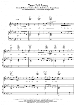 page one of One Call Away (Piano, Vocal & Guitar Chords (Right-Hand Melody))