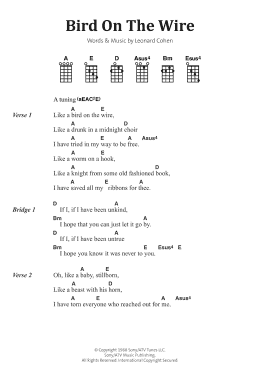 page one of Bird On The Wire (Bird On A Wire) (Banjo Chords/Lyrics)