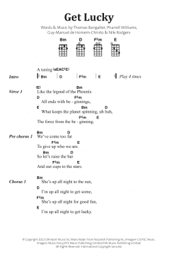 page one of Get Lucky (featuring Pharrell Williams) (Banjo Chords/Lyrics)