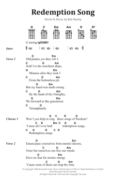page one of Redemption Song (Banjo Chords/Lyrics)