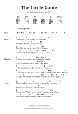 page one of The Circle Game (Banjo Chords/Lyrics)
