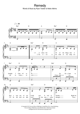 page one of Remedy (Easy Piano)