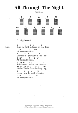 page one of All Through The Night (Banjo Chords/Lyrics)