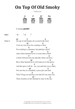 page one of On Top Of Old Smoky (Banjo Chords/Lyrics)