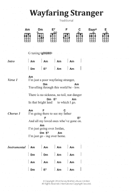 page one of Wayfaring Stranger (Piano, Vocal & Guitar Chords)