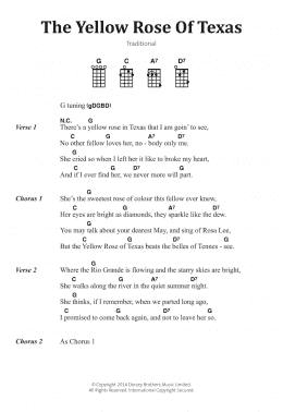 page one of The Yellow Rose Of Texas (Piano, Vocal & Guitar Chords)