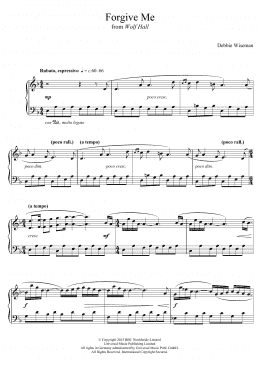 page one of Forgive Me (From 'Wolf Hall') (Piano Solo)