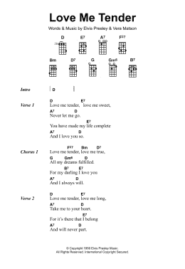 page one of Love Me Tender (Ukulele Chords/Lyrics)