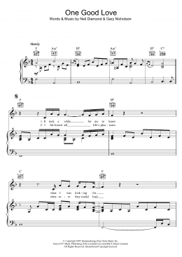 page one of One Good Love (Piano, Vocal & Guitar Chords)