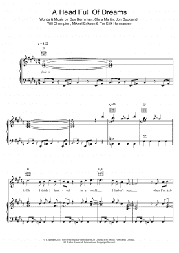 page one of A Head Full Of Dreams (Piano, Vocal & Guitar Chords)
