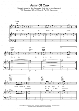page one of Army Of One (Piano, Vocal & Guitar Chords)
