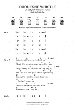 page one of Duquesne Whistle (Piano, Vocal & Guitar Chords)