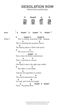 page one of Desolation Row (Piano, Vocal & Guitar Chords)