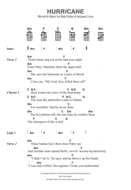 page one of Hurricane (Piano, Vocal & Guitar Chords)
