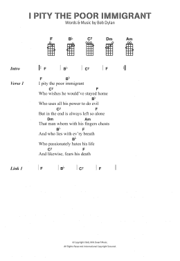 page one of I Pity The Poor Immigrant (Piano, Vocal & Guitar Chords)