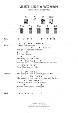 page one of Just Like A Woman (Piano, Vocal & Guitar)