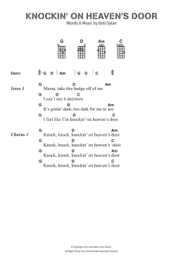 page one of Knockin' On Heaven's Door (Piano, Vocal & Guitar Chords)