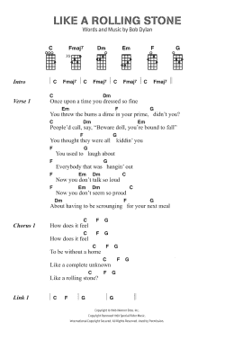 page one of Like A Rolling Stone (Ukulele Chords/Lyrics)