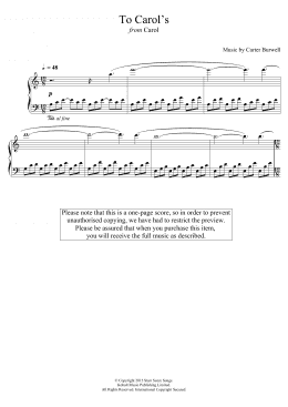 page one of To Carol's (from 'Carol') (Piano Solo)