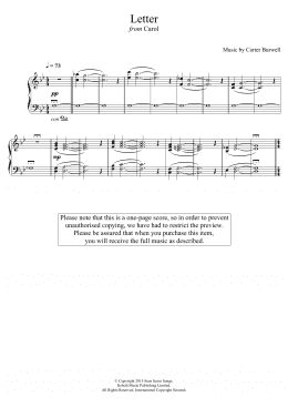 page one of The Letter (from 'Carol') (Piano Solo)