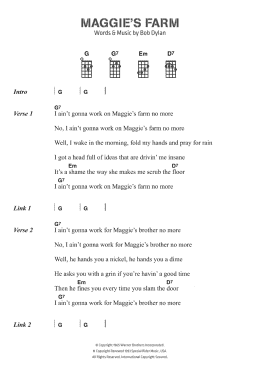 page one of Maggie's Farm (Piano, Vocal & Guitar Chords)