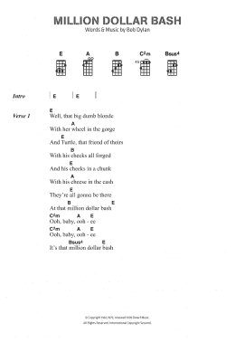page one of Million Dollar Bash (Ukulele Chords/Lyrics)