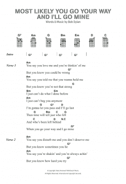 page one of Most Likely You Go Your Way (And I'll Go Mine) (Piano, Vocal & Guitar Chords)