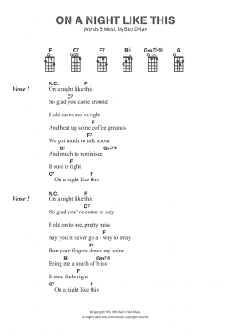 page one of On A Night Like This (Piano, Vocal & Guitar Chords)