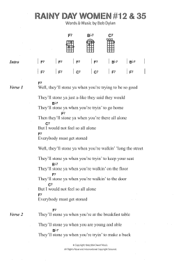 page one of Rainy Day Women #12 and #35 (Piano, Vocal & Guitar Chords)