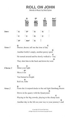 page one of Roll On John (Piano, Vocal & Guitar Chords)