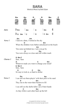 page one of Sara (Piano, Vocal & Guitar Chords)
