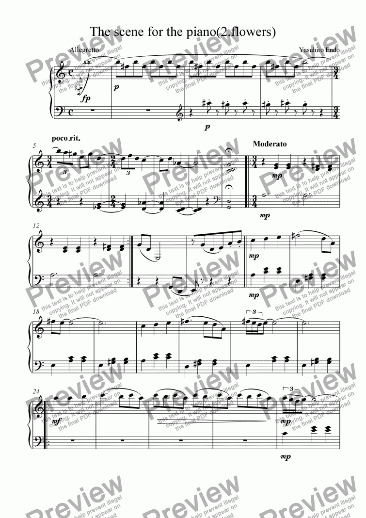 page one of The scene for the piano (2.flowers)