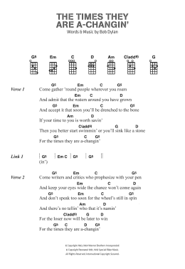 page one of The Times They Are A-Changin' (Piano, Vocal & Guitar Chords)