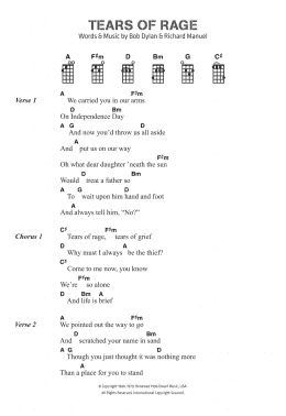 page one of Tears Of Rage (Piano, Vocal & Guitar Chords)