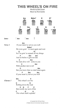 page one of This Wheel's On Fire (Piano, Vocal & Guitar Chords)