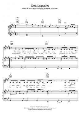 page one of Unstoppable (Piano, Vocal & Guitar Chords (Right-Hand Melody))